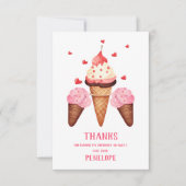 Niedliche Geburtstagsparty von zwei Süßeis Dankeskarte (Vorderseite)