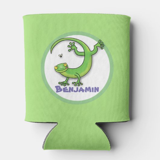 Niedliche Gecko-Eidechse mit Bug-Cartoon Dosenkühler (Rückseite)