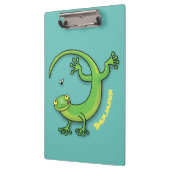 Niedliche Gecko-Eidechse mit Bug-Cartoon Klemmbrett (Links)