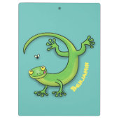 Niedliche Gecko-Eidechse mit Bug-Cartoon Klemmbrett (Rückseite)