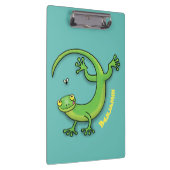 Niedliche Gecko-Eidechse mit Bug-Cartoon Klemmbrett (Rechts)