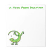 Niedliche Gecko-Eidechse mit Bug-Cartoon Notizblock (Vorderseite)