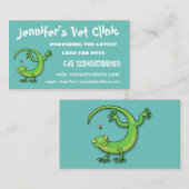 Niedliche Gecko-Eidechse mit Bug-Cartoon Visitenkarte (Vorne/Hinten)