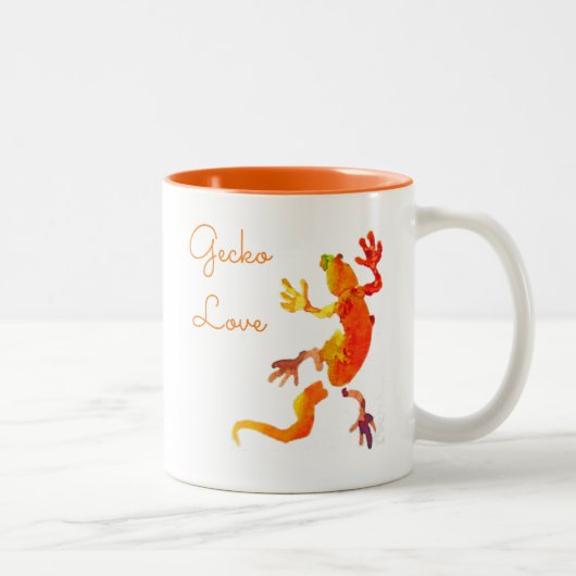 Niedliche Gecko-Eidechsenkunst Zweifarbige Tasse (Rechts)