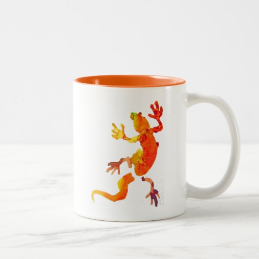 Niedliche Gecko-Eidechsenkunst Zweifarbige Tasse (Rechts)