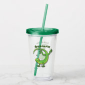 Niedliche Geckogrün-Grüße mit Bug-Cartoon Acryltrinkbecher (Rückseite)