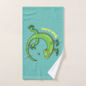 Niedliche Geckogrün-Grüße mit Bug-Cartoon Badhandtuch Set (Handtuch)