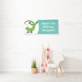 Niedliche Geckogrün-Grüße mit Bug-Cartoon Banner (Insitu)