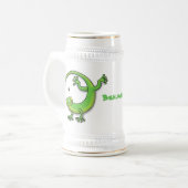 Niedliche Geckogrün-Grüße mit Bug-Cartoon Bierglas (Vorderseite Links)
