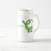 Niedliche Geckogrün-Grüße mit Bug-Cartoon Bierglas (VorderseiteRechts)