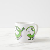 Niedliche Geckogrün-Grüße mit Bug-Cartoon Espressotasse (Vorderseite Rechts)