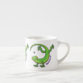 Niedliche Geckogrün-Grüße mit Bug-Cartoon Espressotasse (Rechts)