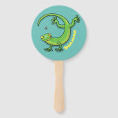 Niedliche Geckogrün-Grüße mit Bug-Cartoon Fächer (Rückseite)