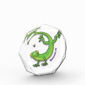 Niedliche Geckogrün-Grüße mit Bug-Cartoon Fotoblock (Links)