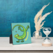 Niedliche Geckogrün-Grüße mit Bug-Cartoon Fotoplatte (InSitu)
