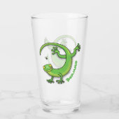 Niedliche Geckogrün-Grüße mit Bug-Cartoon Glas (Rückseite)