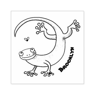 Niedliche Geckogrün-Grüße mit Bug-Cartoon Gummistempel