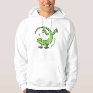 Niedliche Geckogrün-Grüße mit Bug-Cartoon Hoodie