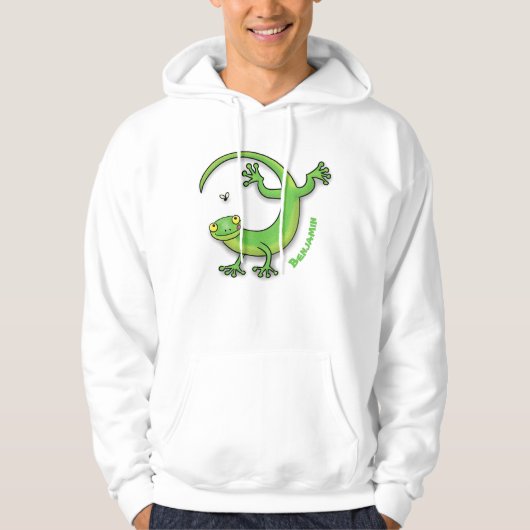 Niedliche Geckogrün-Grüße mit Bug-Cartoon Hoodie (Vorderseite)