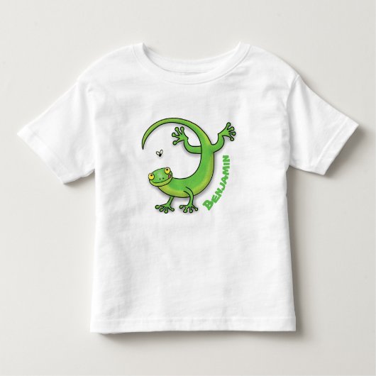 Niedliche Geckogrün-Grüße mit Bug-Cartoon Kleinkind T-shirt (Vorderseite)