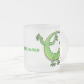 Niedliche Geckogrün-Grüße mit Bug-Cartoon Mattglastasse (VorderseiteRechts)
