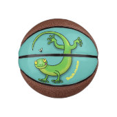 Niedliche Geckogrün-Grüße mit Bug-Cartoon Mini Basketball (Vorderseite)