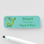 Niedliche Geckogrün-Grüße mit Bug-Cartoon Namensschild (Beispiel)