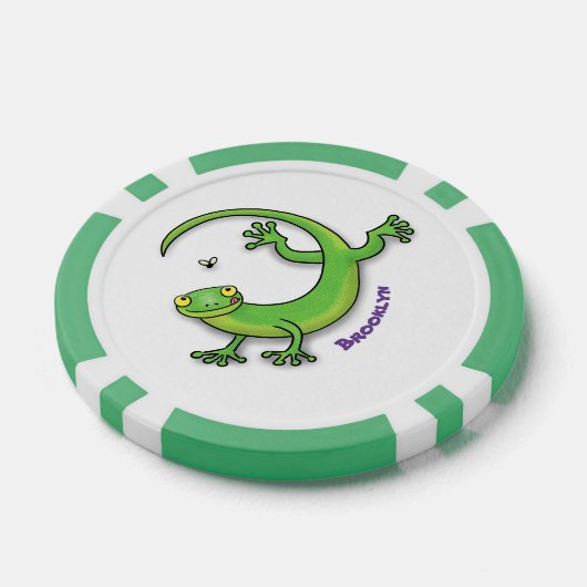 Niedliche Geckogrün-Grüße mit Bug-Cartoon Pokerchips (Einzeln)