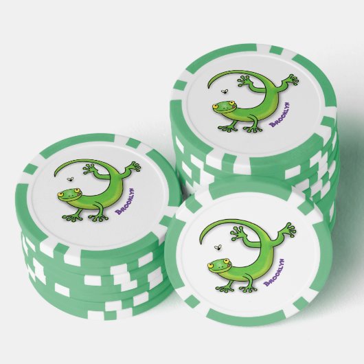 Niedliche Geckogrün-Grüße mit Bug-Cartoon Pokerchips (Stapel)