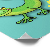 Niedliche Geckogrün-Grüße mit Bug-Cartoon Poster (Ecke)