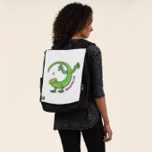 Niedliche Geckogrün-Grüße mit Bug-Cartoon Rucksack (Ausgewaschen)