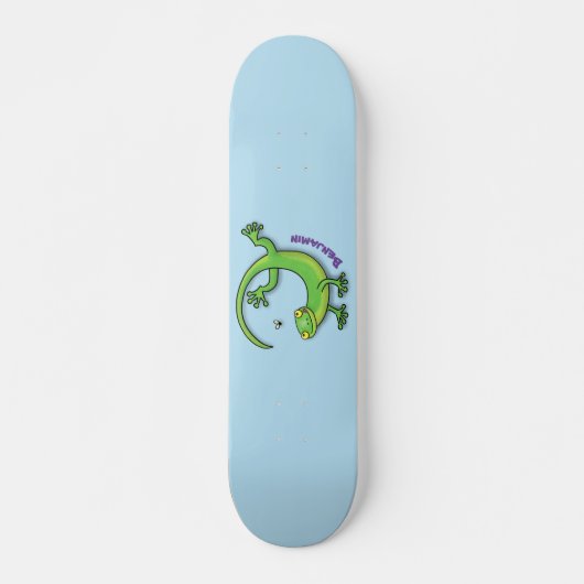 Niedliche Geckogrün-Grüße mit Bug-Cartoon Skateboard (Vorne)
