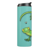 Niedliche Geckogrün-Grüße mit Bug-Cartoon Thermosbecher (Nach links gedreht)