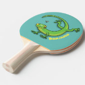 Niedliche Geckogrün-Grüße mit Bug-Cartoon Tischtennis Schläger (Vorderseite)