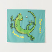 Niedliche Geckogrün-Grüße mit Bug-Cartoon Wandteppich (Vorderseite (Horizontal))