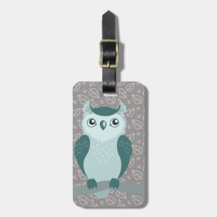 Niedliche gehörnte Eule - Grün mit Gepäckanhänger