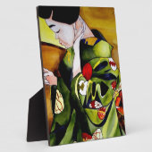 Niedliche Geisha mit grüner Kimono-Originalkunst Fotoplatte (Seite)