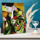 Niedliche Geisha mit grüner Kimono-Originalkunst Fotoplatte (Seite)