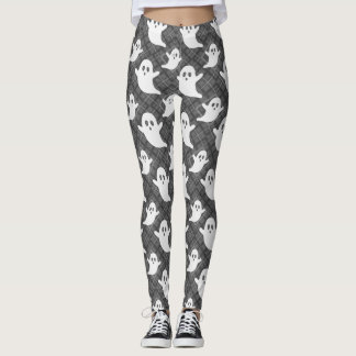 Niedliche Geister auf schwarz Kariert Leggings