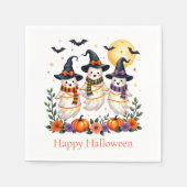 Niedliche Geister Blume Pumpkins Fledermäuse Hallo Serviette (Vorderseite)