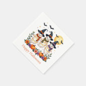 Niedliche Geister Blume Pumpkins Fledermäuse Hallo Serviette (Ecke)