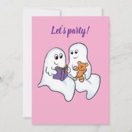 Niedliche Geister, die zu Halloween zusammen lesen Einladung