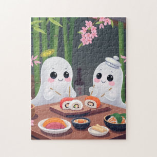 Niedliche Geister essen Sushi Puzzle