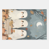 Niedliche Geister Herbstfarben Halloween Geschenkpapier Set (Vorderseite)