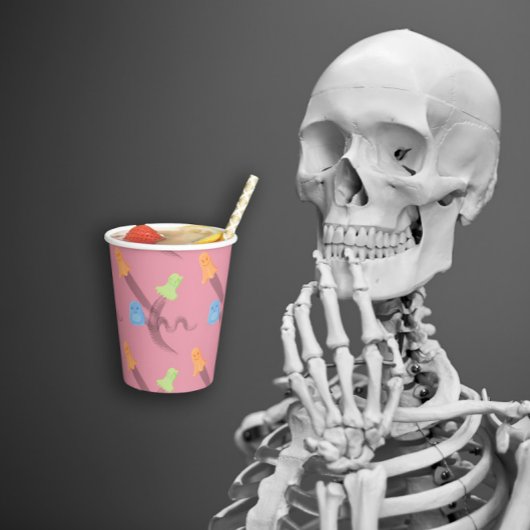 Niedliche Geister in Rosa, Halloween Pappbecher