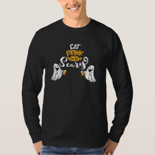 Niedliche Geister mit Bier essen Drink und Beängst T-Shirt