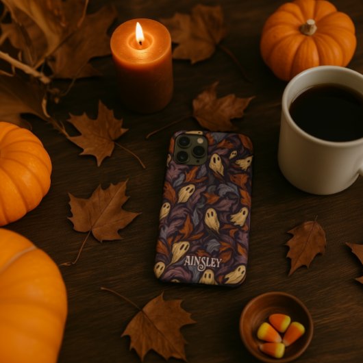 Niedliche Geister mit Herbstleaven Lila orange Bei Case-Mate iPhone Hülle