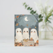 Niedliche Geister mit Pumpkin Harvest Halloween Postkarte (Stehend Vorderseite)