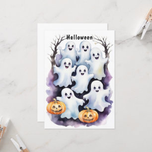 Niedliche Geister mit Pumpkins Halloween Illustrat Einladung