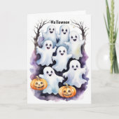 Niedliche Geister mit Pumpkins Halloween Illustrat Karte (Vorderseite)